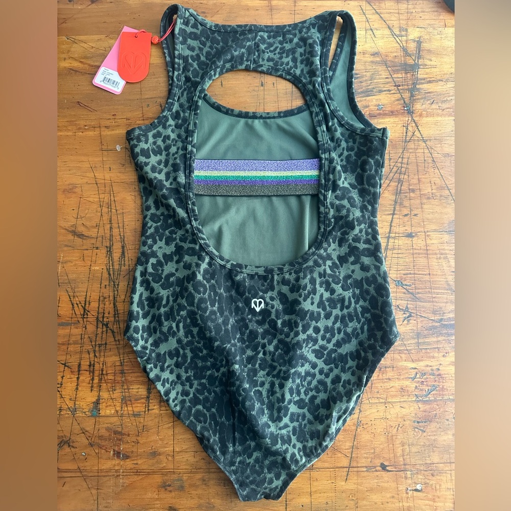 Maje and Varley Tallulah All In One Green Leopard Bodysuit